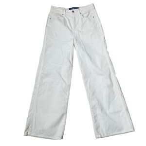 Veronica Beard Taylor Wide Leg Crop High Rise Corduroy Pants Women’s 26 Ecru